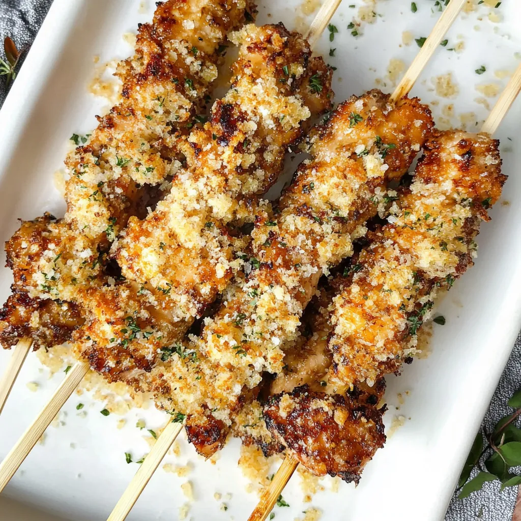 air fried garlic parmesan chicken skewers