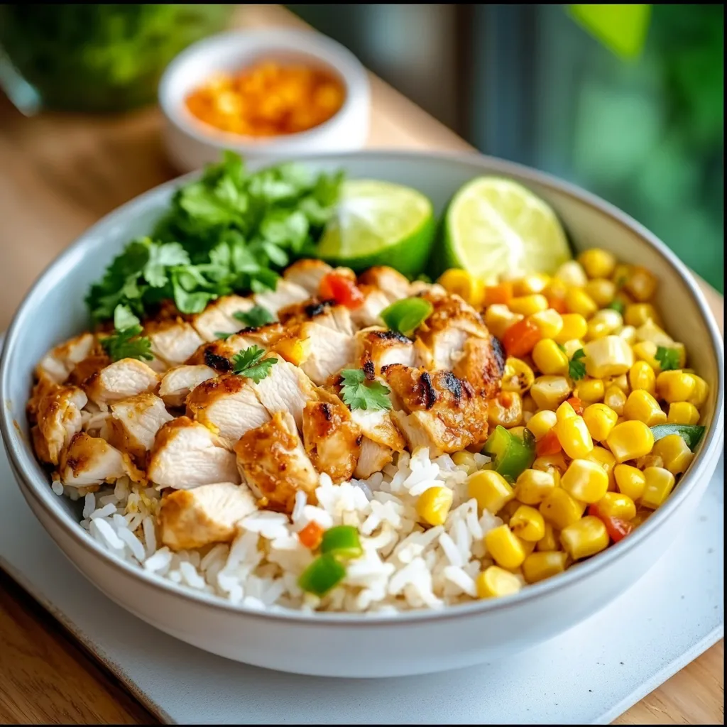 chicken and street corn rice bowl