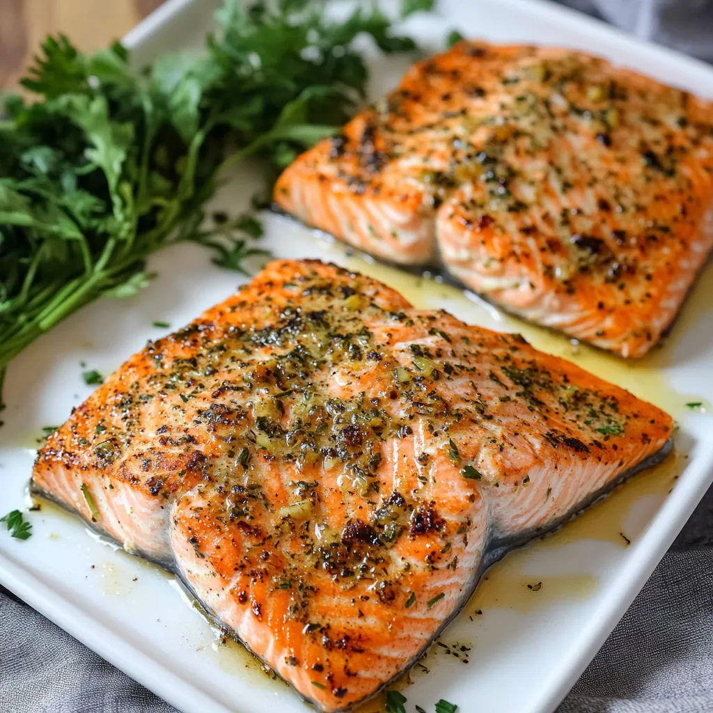 Garlic Herb Frozen Salmon in Air Fryer