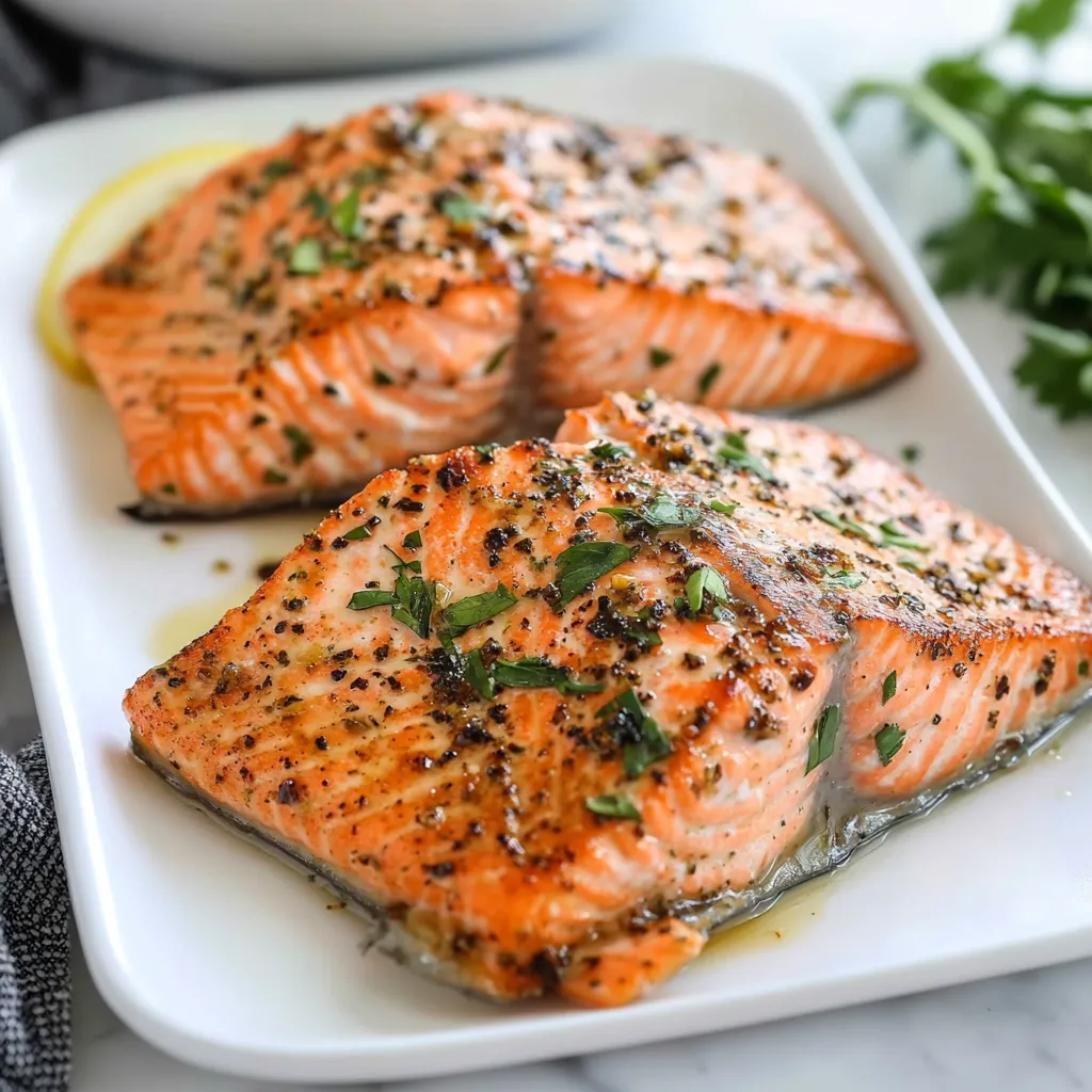 Garlic Herb Frozen Salmon in Air Fryer 