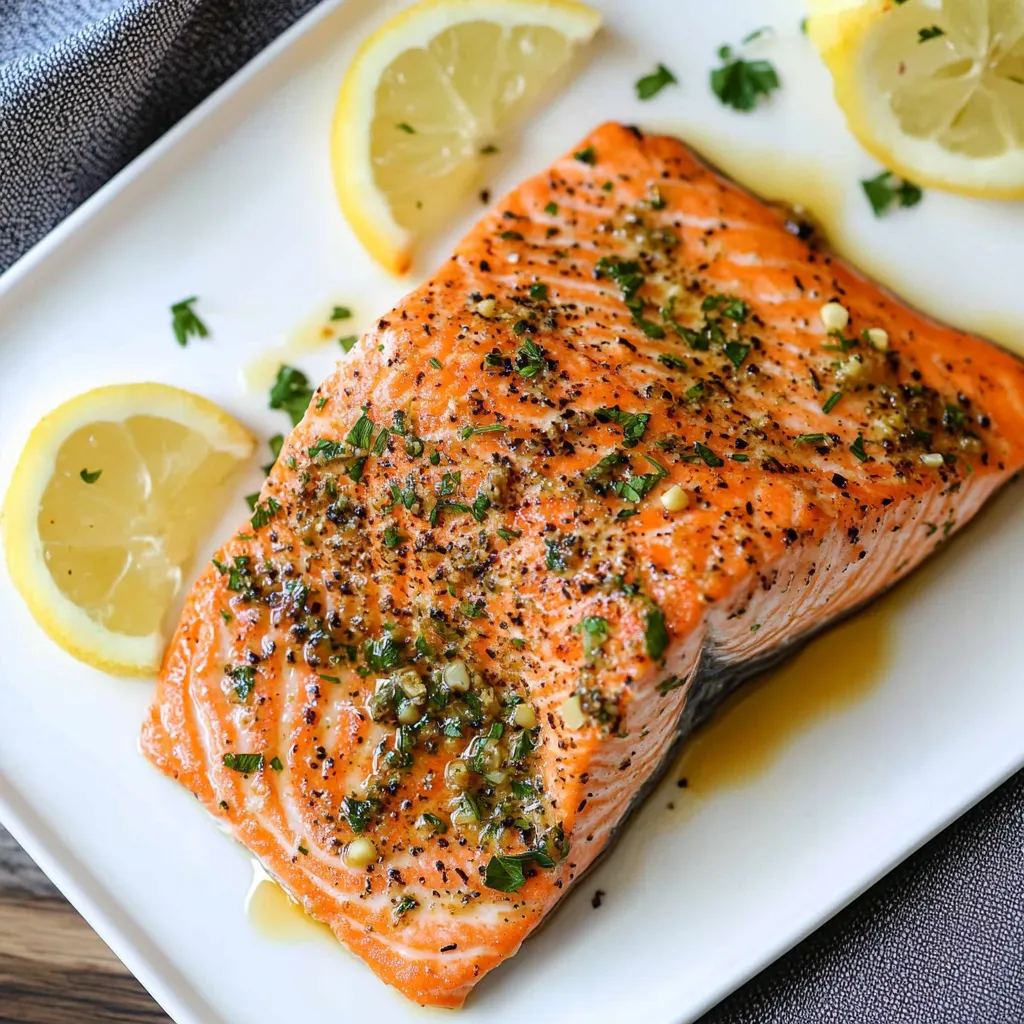 Garlic Herb Frozen Salmon in Air Fryer