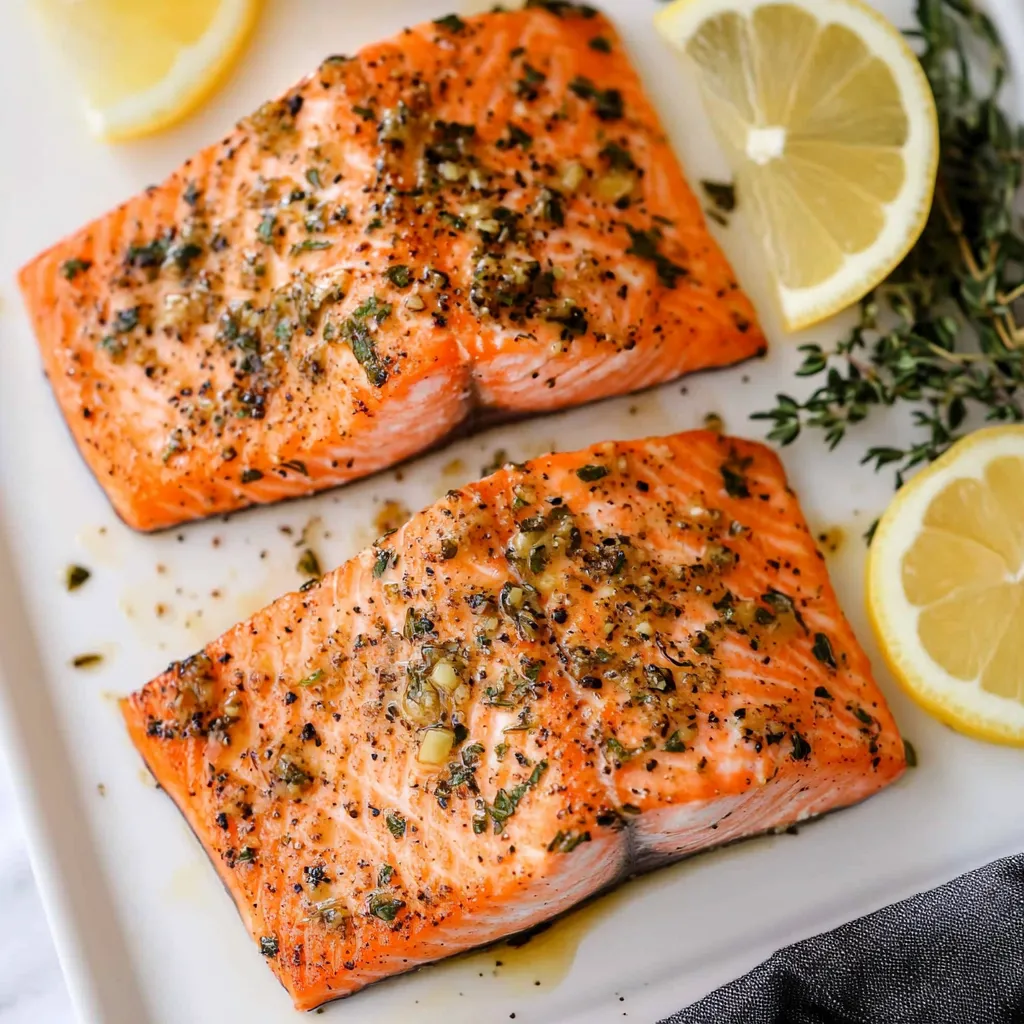 Garlic Herb Frozen Salmon in Air Fryer 