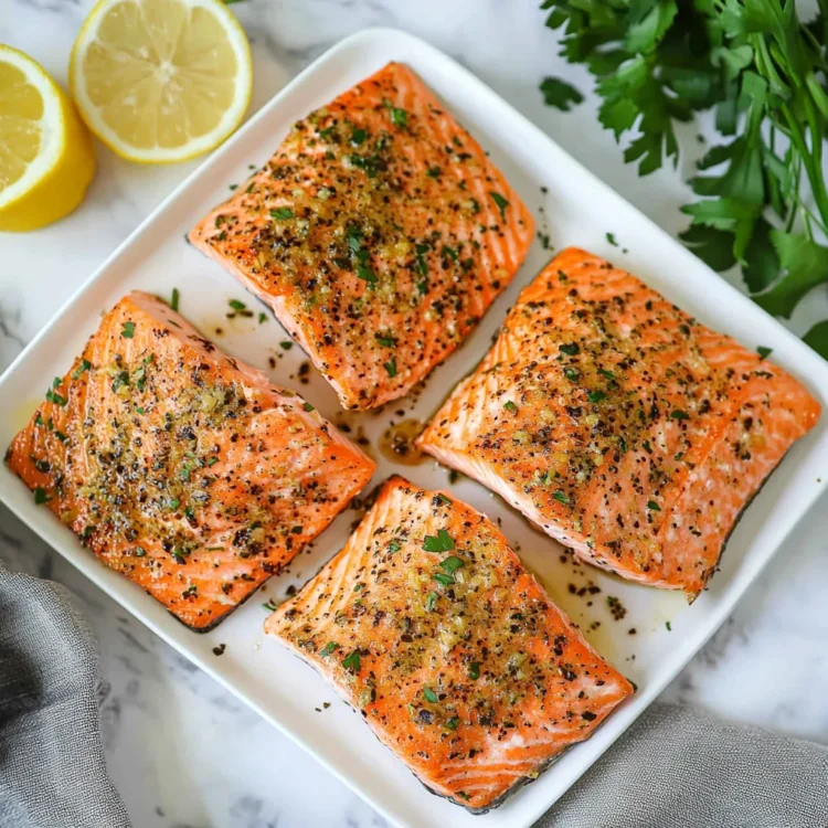 Garlic Herb Frozen Salmon in Air Fryer