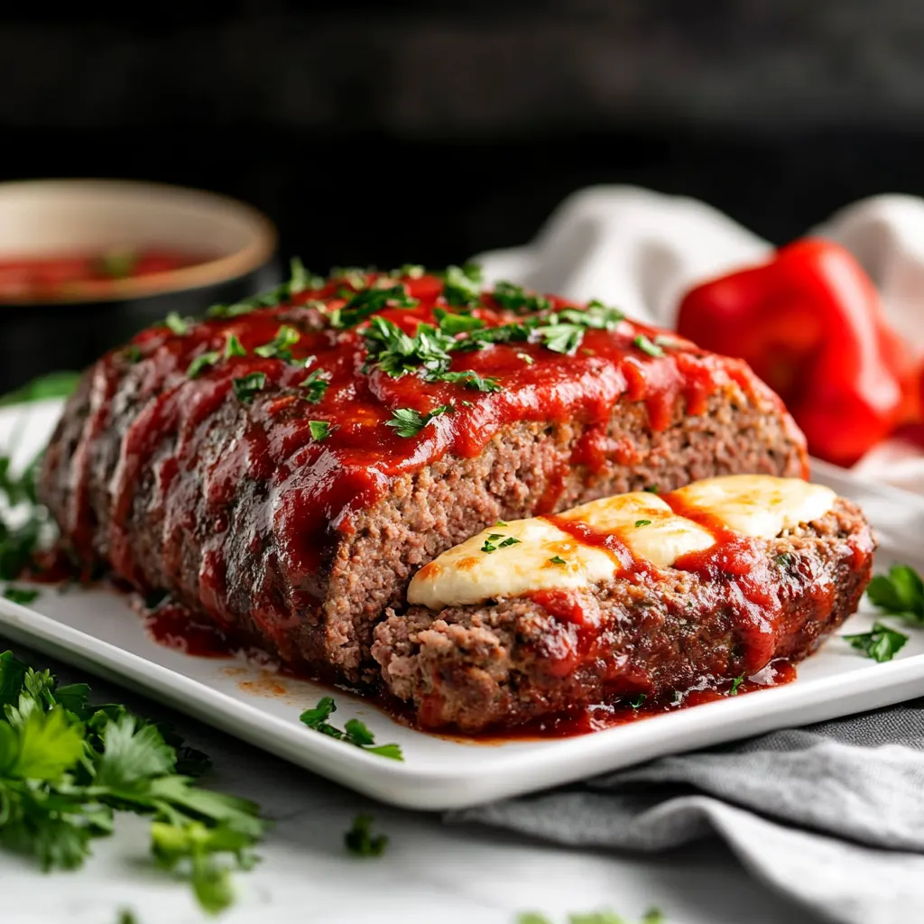 Mozzarella Stuffed Italian Meatloaf