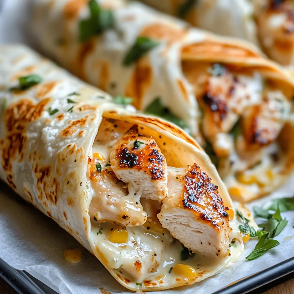 Cheesy Garlic Chicken Wraps Healthy and Delicious