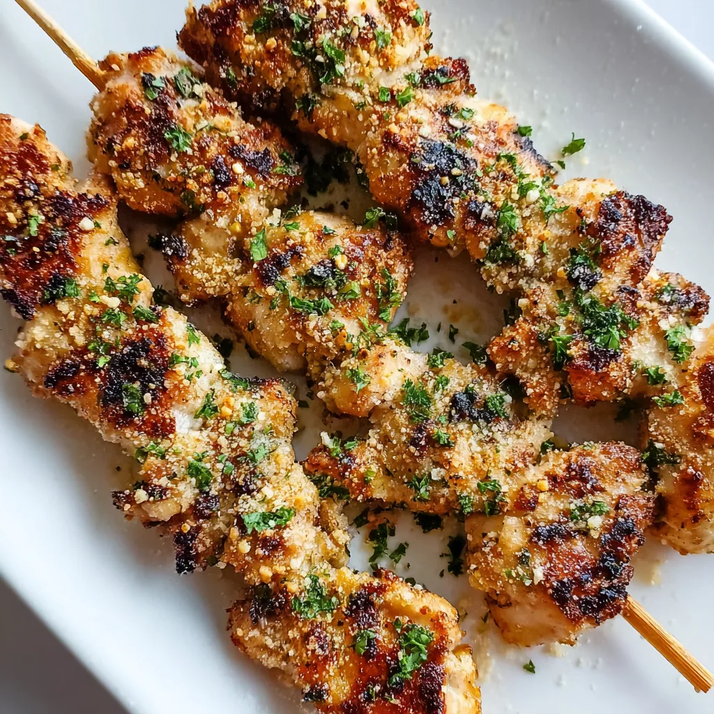 Air Fryer Garlic Parmesan Chicken Skewers Recipe