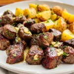 Best Air Fryer Garlic Butter Steak Bites and Potatoes