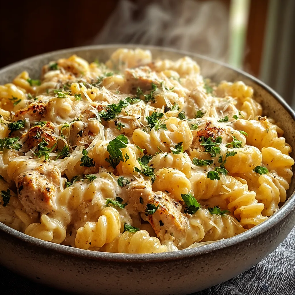 Crockpot Garlic Parmesan Chicken Pasta Recipe