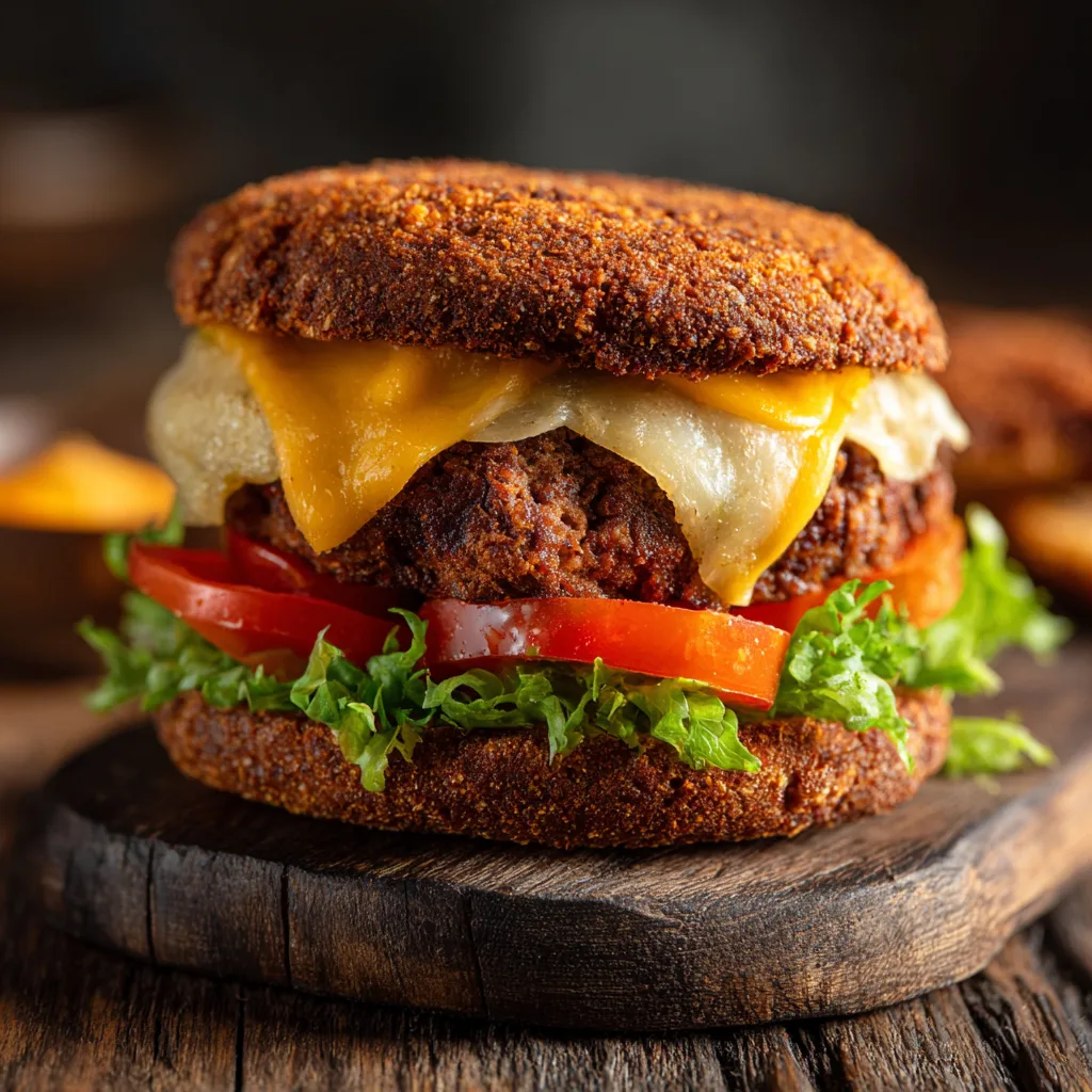 Keto-friendly burger with a perfectly toasted low-carb bun.