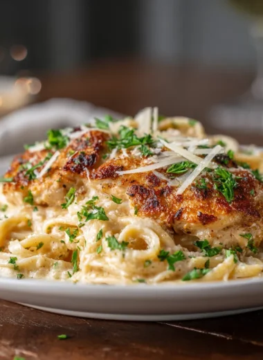 Healthy Creamy Garlic Parmesan Chicken Pasta