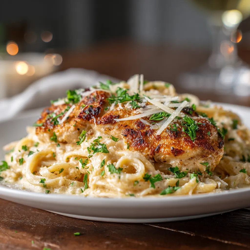 Healthy Creamy Garlic Parmesan Chicken Pasta