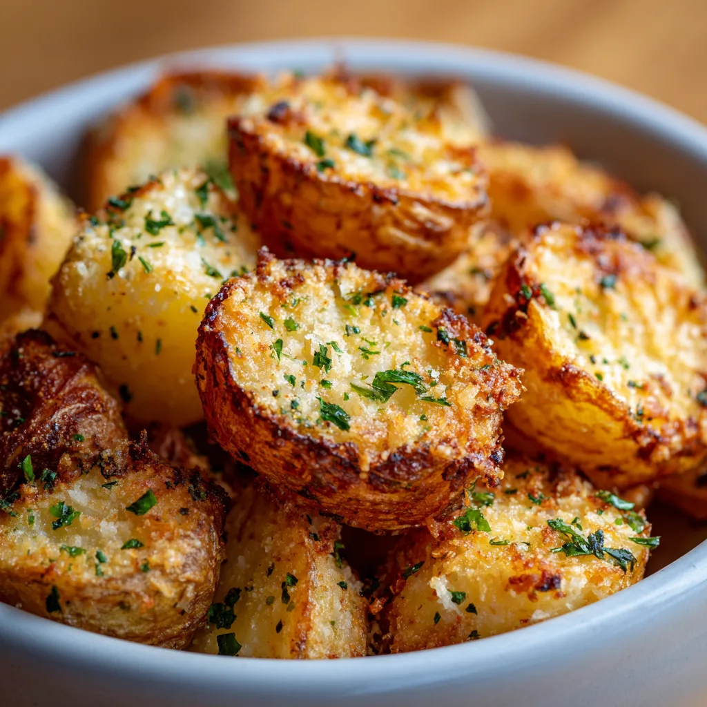 Air Fryer Garlic Parmesan Potatoes with Dinner 