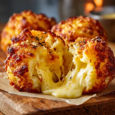 Crispy mashed potato cheese puffs with golden crust and melted cheese inside