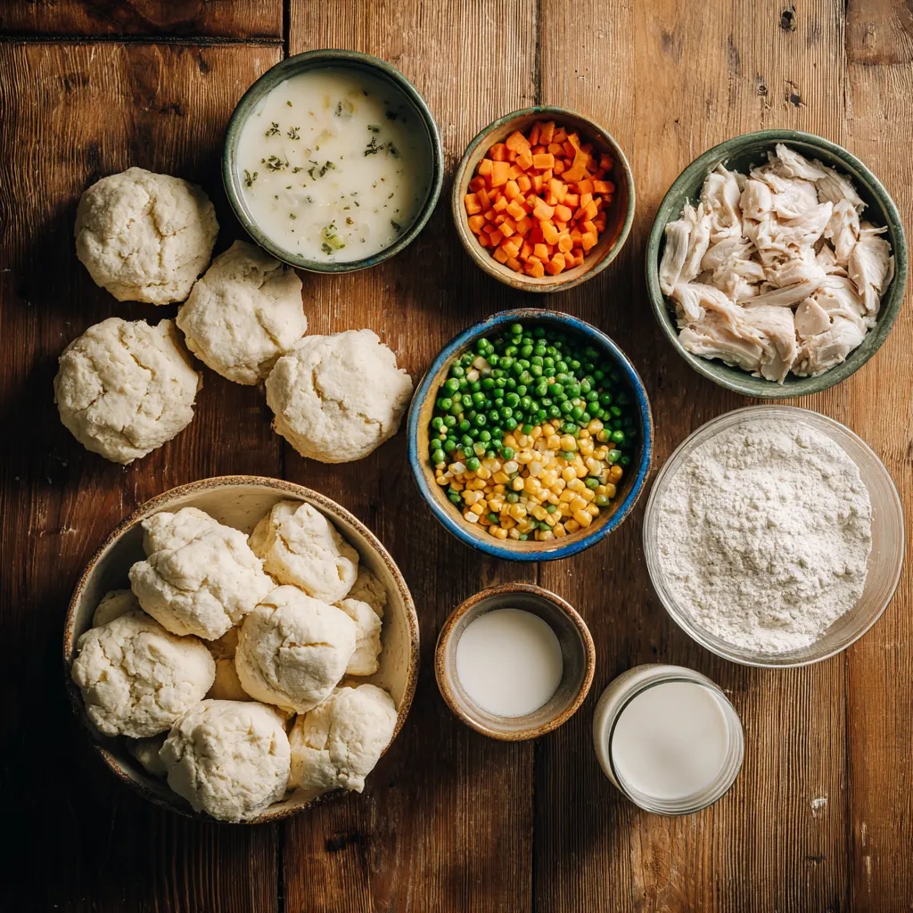 Ingredients Needed for Chicken Pot Pie Biscuit Cups