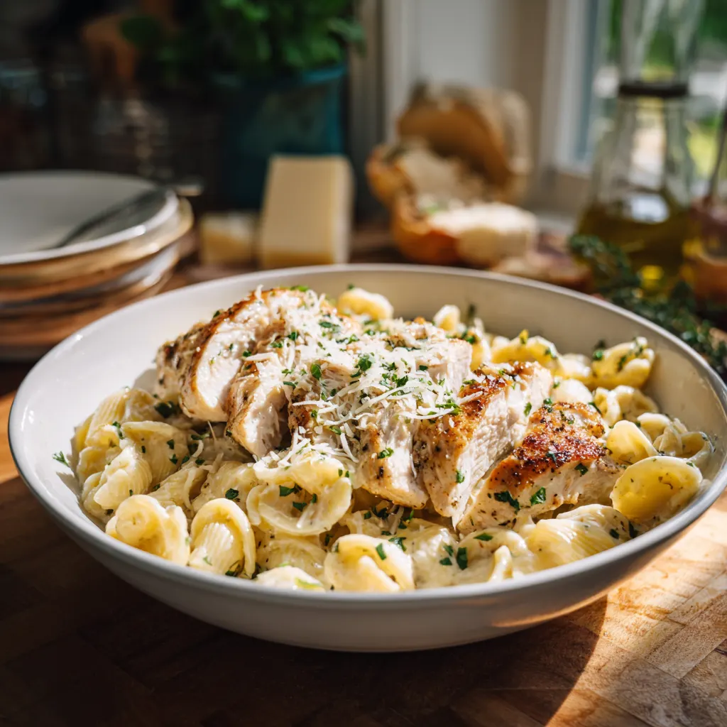 Juicy Chicken with Creamy Parmesan Pasta