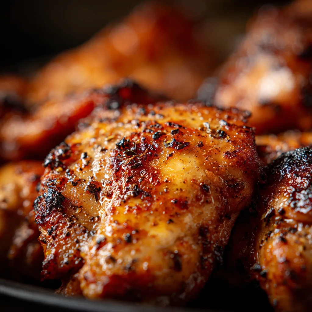 Perfectly Cooked Air Fryer Chicken Thighs Close Up